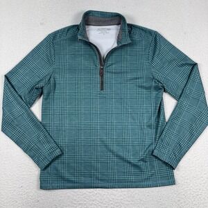 Jim Nantz Vineyard Vines Performance 1/4 Zip Golf Sweater Mens Small Green Plaid